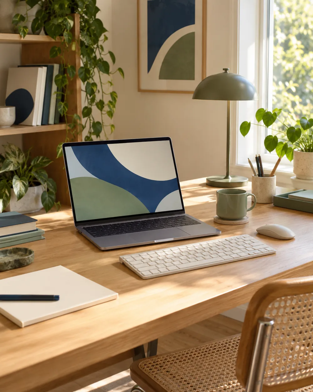 plain open laptop beside separate unbranded keyboard on clear desk